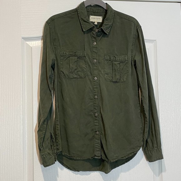 Articles of Society Womens Khaki 100% Tencel Shirt Size S like new - Picture 1 of 7